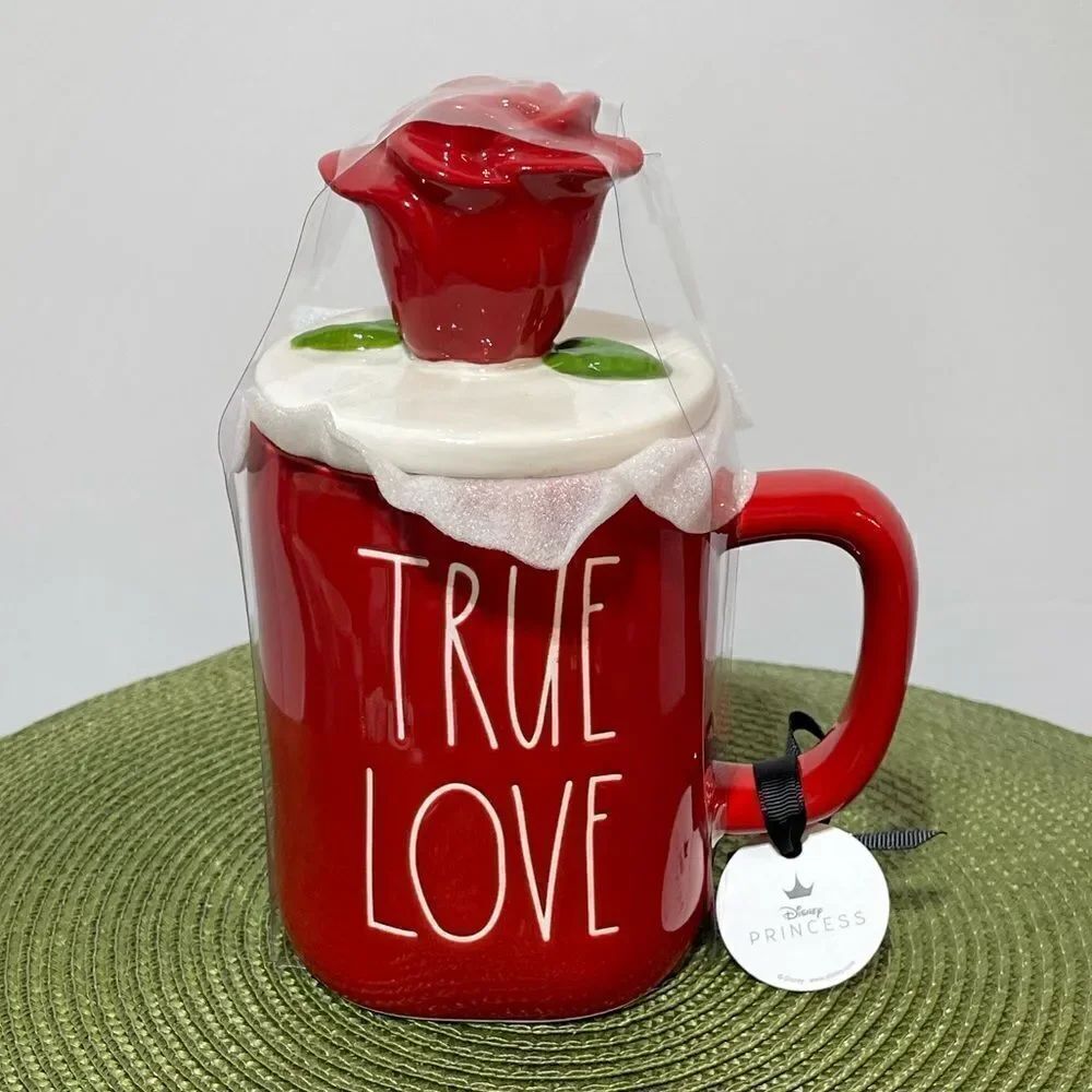 Rae Dunn Disney True Love Mug with Rose Topper NWT